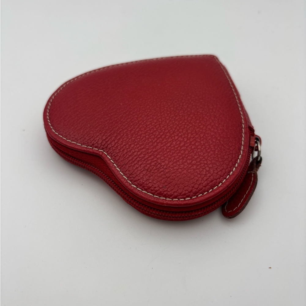 Vintage Saks Fifth Ave Red Heart Leather Coin Purse made in Italy